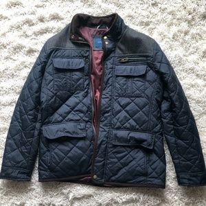 Men's Navy Cole Haan Mixed Media Quilted Jacket